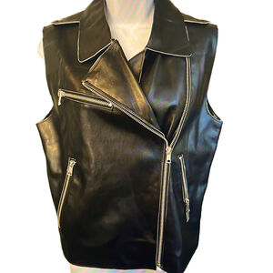 Vigoss Black Faux Leather Moto Biker Zip
Vest Ladies Small Medium